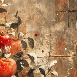 Apple Tree Art | Nature Wall Art | Botanical Print | Black, Brown, Beige and Red Decor | Impressionist Wall Decor | Kitchen & Dining Digital Download | Housewarming Art | Thanksgiving Wall Art | Autumn Print | Oil Painting
