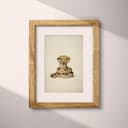 Matted frame view of A cute chibi anime colored pencil illustration, a cobra