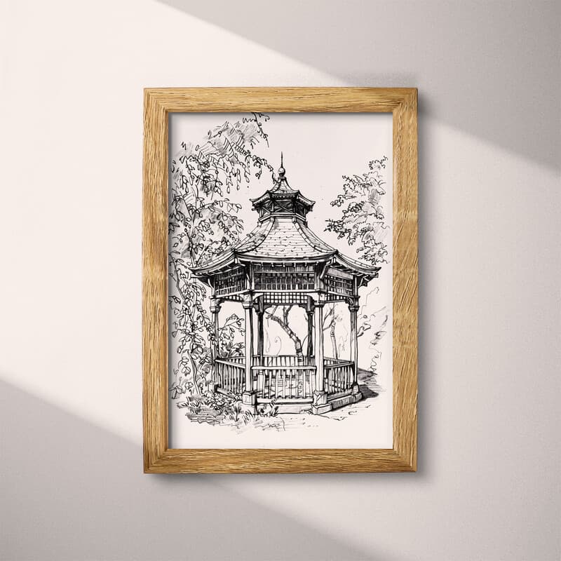 Full frame view of A vintage charcoal sketch, a gazebo