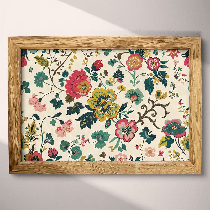 Full frame view of A french country textile print, floral pattern