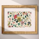 Matted frame view of A french country textile print, floral pattern