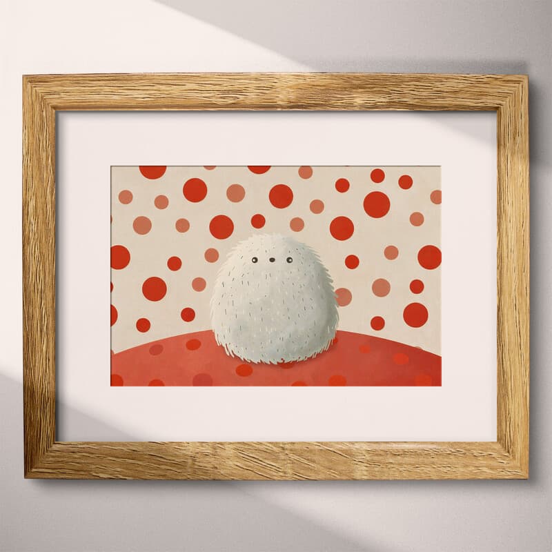 Matted frame view of A cute simple illustration with simple shapes, a yeti