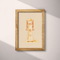 Waterslide Digital Download | Amusement Park Wall Decor | Beige, Brown and Red Decor | Chibi Print | Kids Wall Art | Back To School Art | Summer Digital Download | Pastel Pencil Illustration