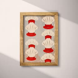 Chef Hats Art | Culinary Wall Art | Food & Drink Print | Brown, Red, Gray and Orange Decor | Contemporary Wall Decor | Kitchen & Dining Digital Download | Housewarming Art | Thanksgiving Wall Art | Autumn Print | Textile