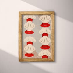 Chef Hats Art | Culinary Wall Art | Food & Drink Print | Brown, Red, Gray and Orange Decor | Contemporary Wall Decor | Kitchen & Dining Digital Download | Housewarming Art | Thanksgiving Wall Art | Autumn Print | Textile