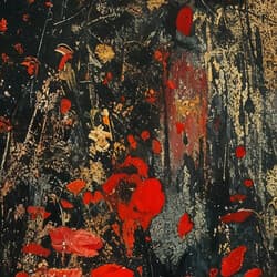 Floral Dress Art | Floral Wall Art | Fashion Print | Black, Gray, Red and Beige Decor | Vintage Wall Decor | Living Room Digital Download | Grief & Mourning Art | Halloween Wall Art | Autumn Print | Oil Painting