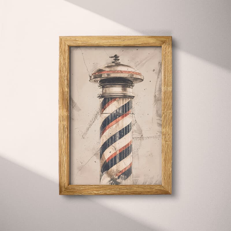 Full frame view of A vintage pastel pencil illustration, a barber shop pole