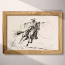 Full frame view of A southwestern graphite sketch, a cowboy on a horse with a lasso