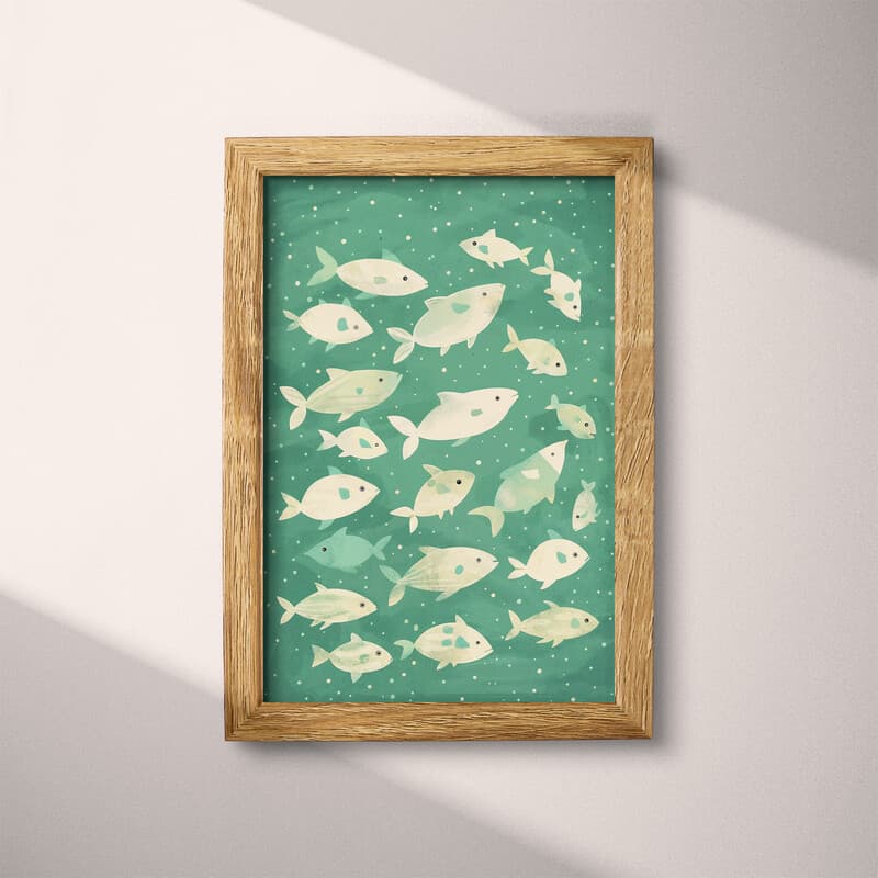 Full frame view of A cute simple illustration with simple shapes, a school of fish