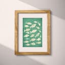 Matted frame view of A cute simple illustration with simple shapes, a school of fish