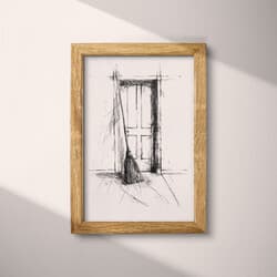 Broom Art | Still Life Wall Art | Architecture Print | Gray and Black Decor | Vintage Wall Decor | Entryway Digital Download | Halloween Art | Autumn Wall Art | Graphite Sketch