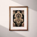 Matted frame view of A maximalist textile print, intricate pattern