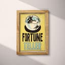 Full frame view of A vintage linocut print, the words "FORTUNE TELLER" with a crystal ball