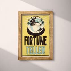 Fortune Teller Art | Fantasy Wall Art | Quotes & Typography Print | Yellow, Black, Blue, Brown and White Decor | Vintage Wall Decor | Entryway Digital Download | Halloween Art | Autumn Wall Art | Linocut Print