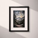 Matted frame view of An impressionist oil painting, stars in the sky, mountain landscape