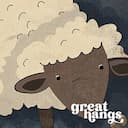 Closeup view of A cute simple illustration with simple shapes, sheep in a bed