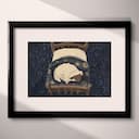 Matted frame view of A cute simple illustration with simple shapes, sheep in a bed