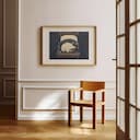 Room view with a matted frame of A cute simple illustration with simple shapes, sheep in a bed