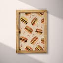 Full frame view of A retro textile print, symmetric pattern of hamburgers