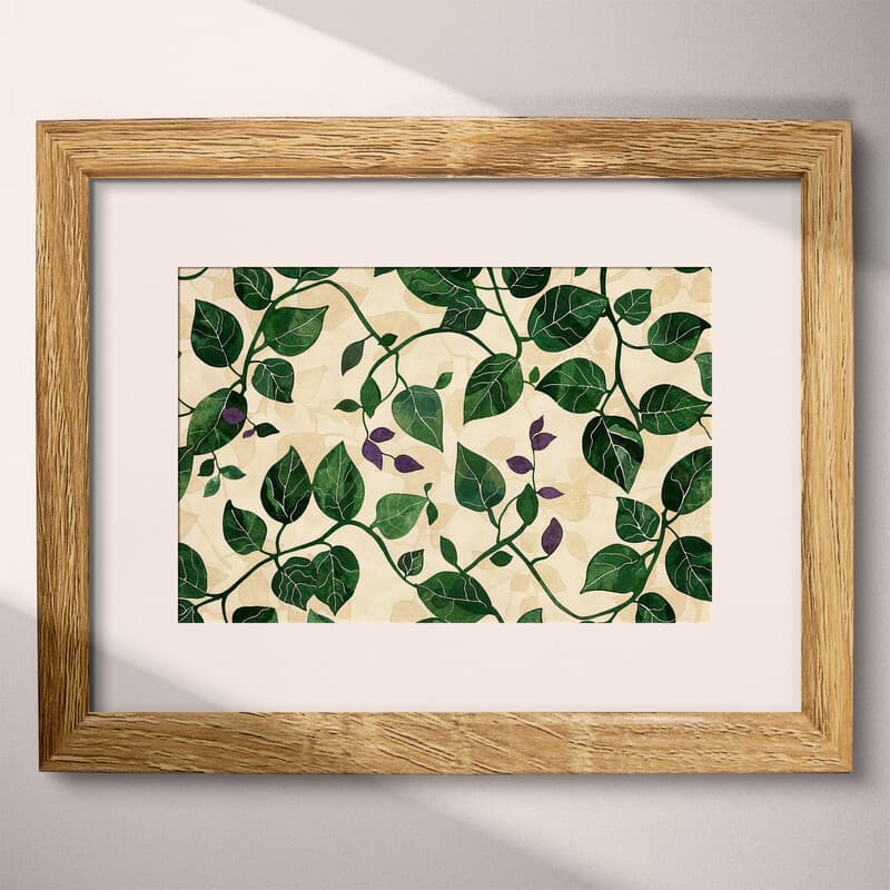 Matted frame view of An industrial textile print, vine pattern
