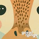 Closeup view of A cute simple illustration with simple shapes, a giraffe with a polka dot beanie