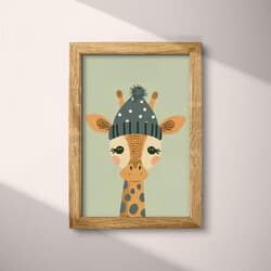 Giraffe Digital Download | Animal Wall Decor | Animals Decor | Green, Gray, Brown, Black and White Print | Cute Simple Wall Art | Kids Art | Baby Shower Digital Download | Spring Wall Decor | Simple Illustration