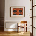 Room view with a matted frame of A minimalist textile print, symmetric simple pattern