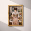 Full frame view of A vintage oil painting, a woman at home, back view