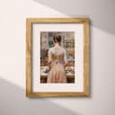 Matted frame view of A vintage oil painting, a woman at home, back view