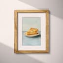 Matted frame view of A mid-century pastel pencil illustration, a slice of pie on a plate