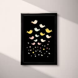 Birds Art | Bird Wall Art | Black, Yellow, Green and Gray Print | Cute Simple Decor | Game Room Wall Decor | Back To School Digital Download | Summer Art | Simple Illustration