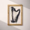 Full frame view of A vintage charcoal sketch, a harp