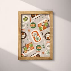 Food Pattern Art | Food Wall Art | Food & Drink Print | Beige, Brown, Gray, Orange and Pink Decor | Mid Century Wall Decor | Kitchen & Dining Digital Download | Housewarming Art | Thanksgiving Wall Art | Autumn Print | Textile