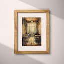 Matted frame view of A vintage oil painting, a classroom, back view