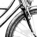 Closeup view of A vintage graphite sketch, a vintage bicycle