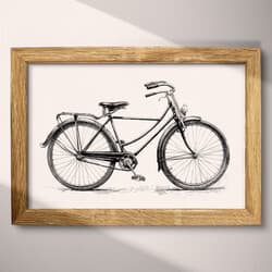 Vintage Bicycle Art | Bicycles Wall Art | Travel & Transportation Print | White, Black and Gray Decor | Vintage Wall Decor | Entryway Digital Download | Housewarming Art | Father's Day Wall Art | Graphite Sketch