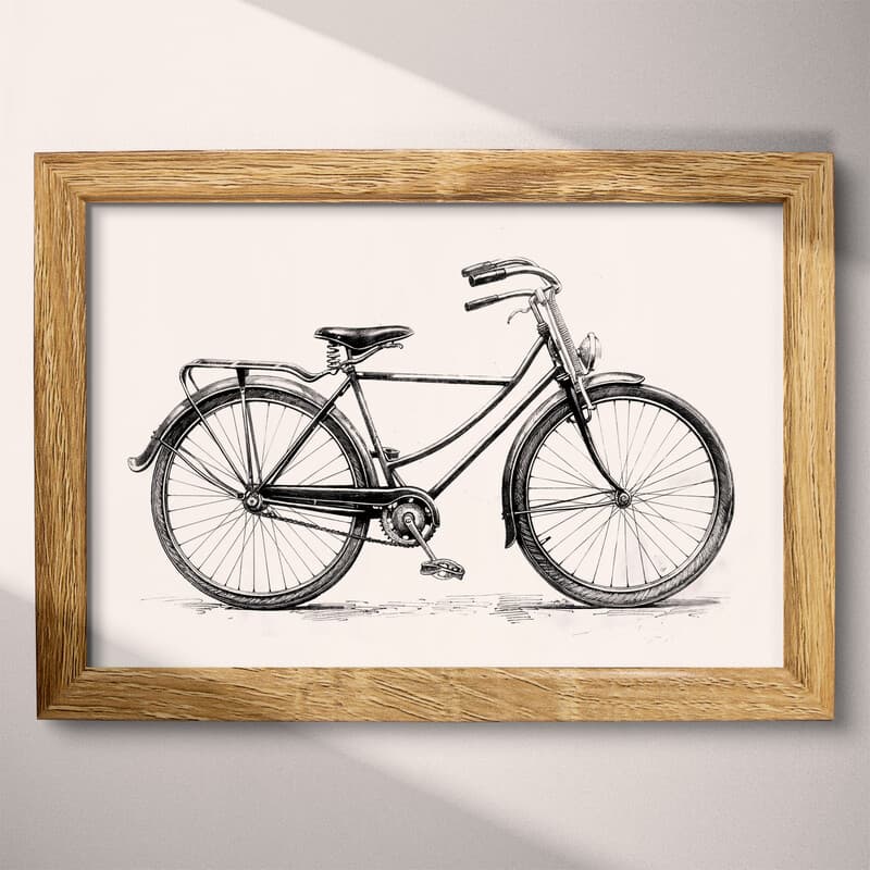 Full frame view of A vintage graphite sketch, a vintage bicycle