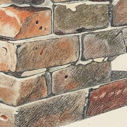 Bricks Art | Architecture Wall Art | Architecture Print | Brown Decor | Vintage Wall Decor | Office Digital Download | Housewarming Art | Autumn Wall Art | Pastel Pencil Illustration