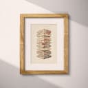 Matted frame view of A vintage pastel pencil illustration, a stack of bricks