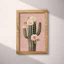 Full frame view of A vintage pastel pencil illustration, a cactus dotted with roses