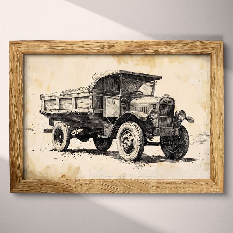 Full frame view of A vintage ink sketch, a dumptruck