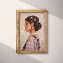 Full frame view of A chicano art oil painting, portrait of a woman, side view