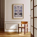 Room view with a matted frame of An art deco textile print, symmetric simple pattern