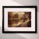 Matted frame view of An impressionist oil painting, a city park