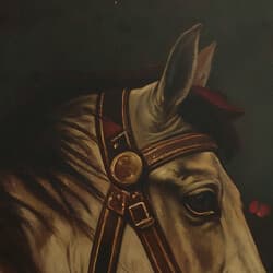 Woman Horse Art | Figurative Wall Art | Portrait Print | Black, Brown and Beige Decor | Vintage Wall Decor | Living Room Digital Download | Autumn Art | Oil Painting