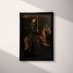 Woman Horse Art | Figurative Wall Art | Portrait Print | Black, Brown and Beige Decor | Vintage Wall Decor | Living Room Digital Download | Autumn Art | Oil Painting