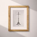 Matted frame view of A vintage graphite sketch, a coat rack