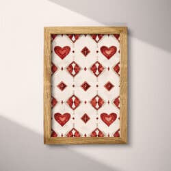 Hearts Art | Geometric Wall Art | White, Red, Brown, Orange and Black Print | Vintage Decor | Bedroom Wall Decor | Anniversary Digital Download | Valentine's Day Art | Autumn Wall Art | Textile