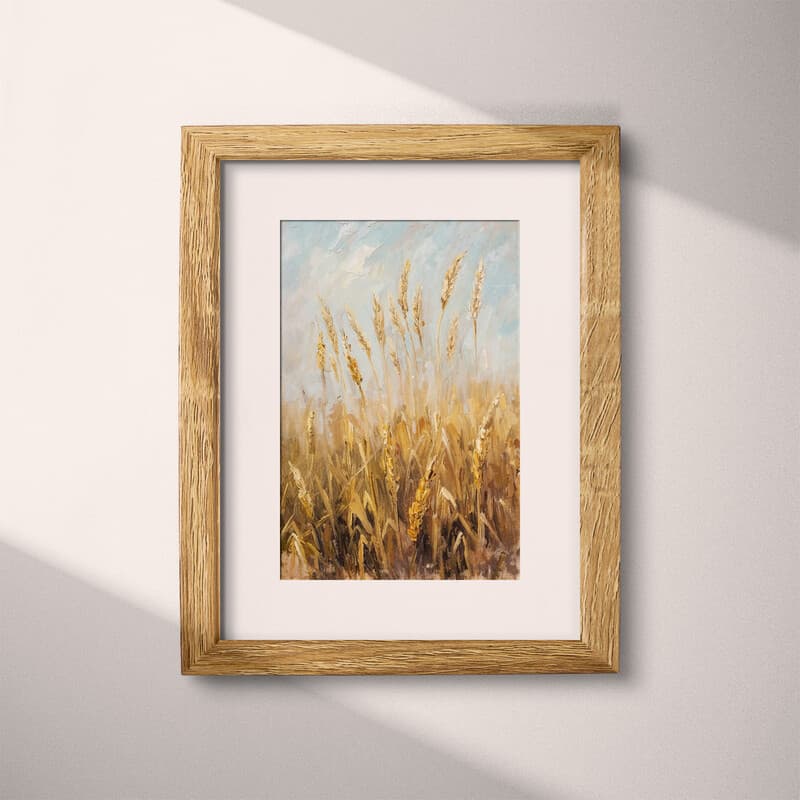 Matted frame view of An impressionist oil painting, a wheat field