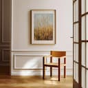 Room view with a matted frame of An impressionist oil painting, a wheat field